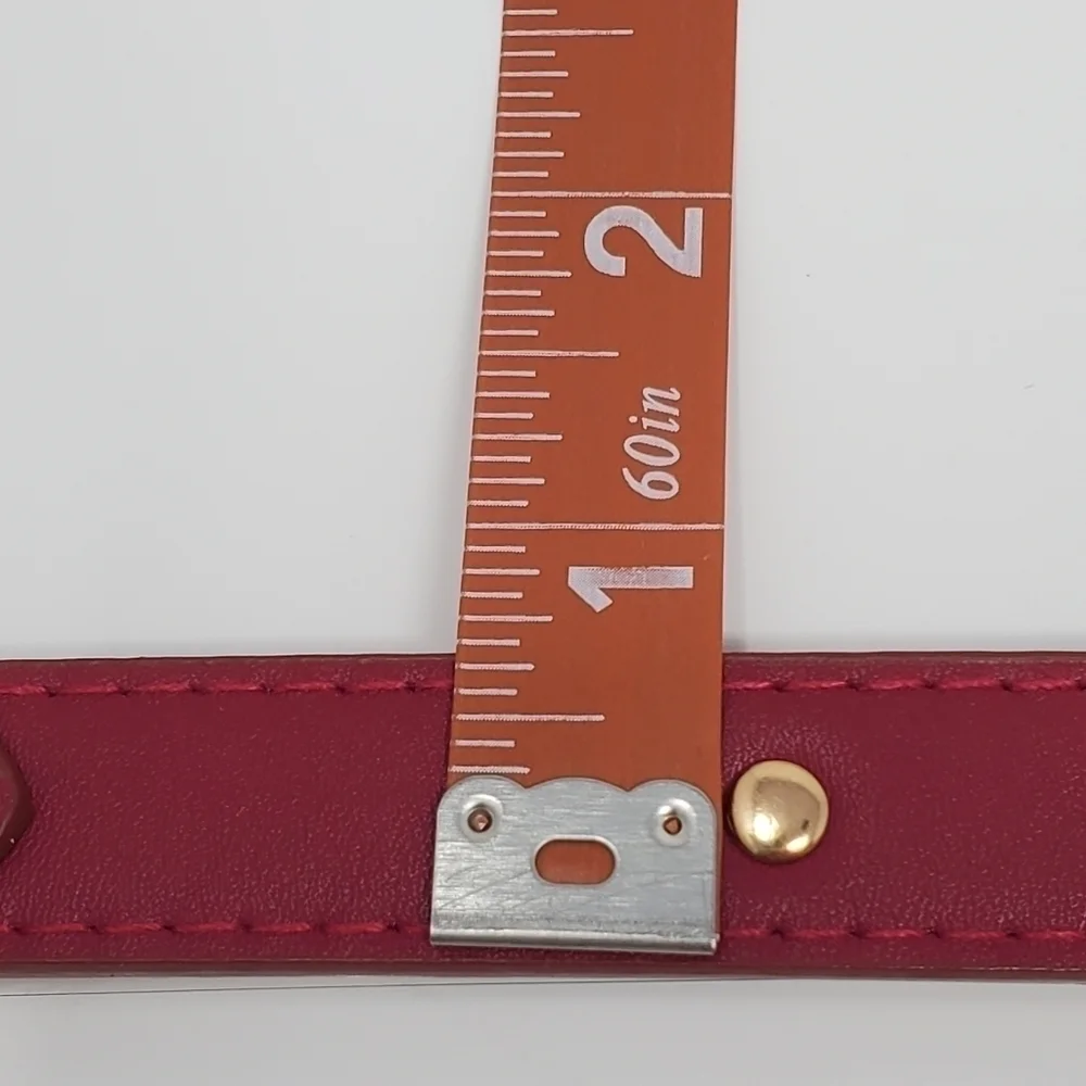 ANNE KLEIN RASPBERRY FAUX LEATHER STUDDED SKINNY BELT GOLD BUCKLE WOMEN XS